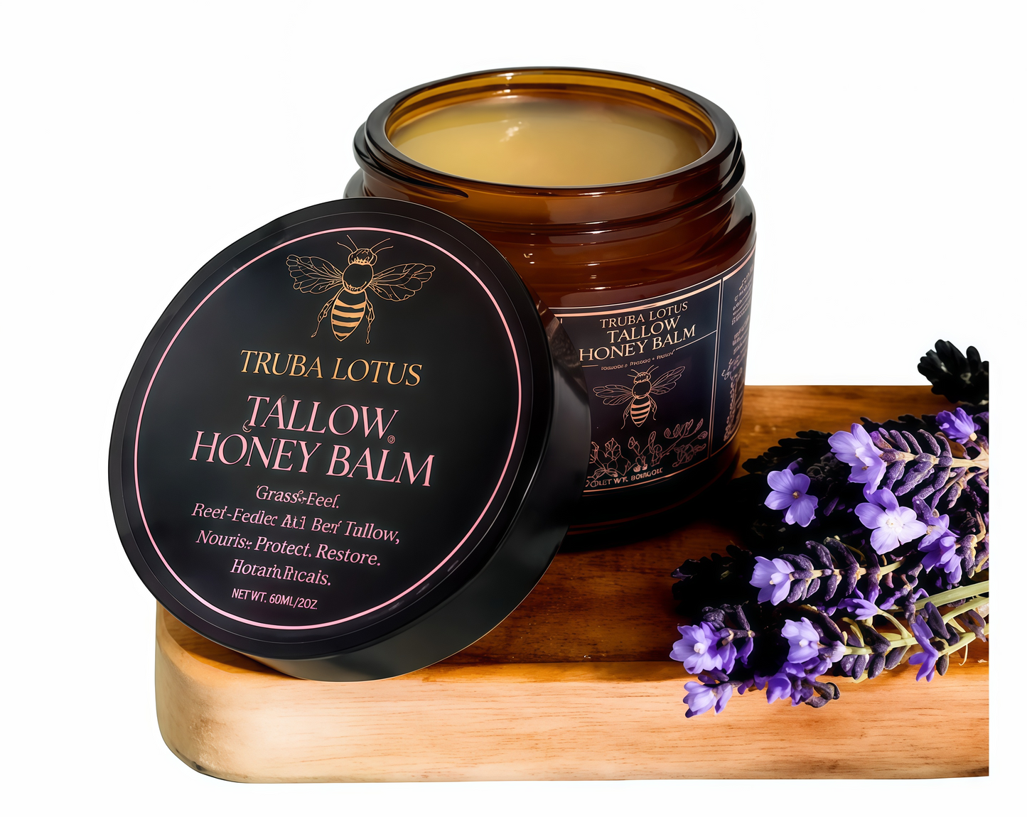 Terra Lotus - Organic Grass-Fed Beef Tallow Balm with RawHoney - Moisturizing Cream -Handmade All-NaturalMoisturizer